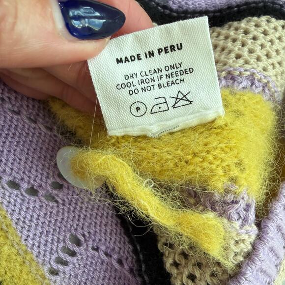 Lingua Franca Women’s Multicolor Striped Knit Short Sleeve Cardigan Size L - Picture 6 of 9